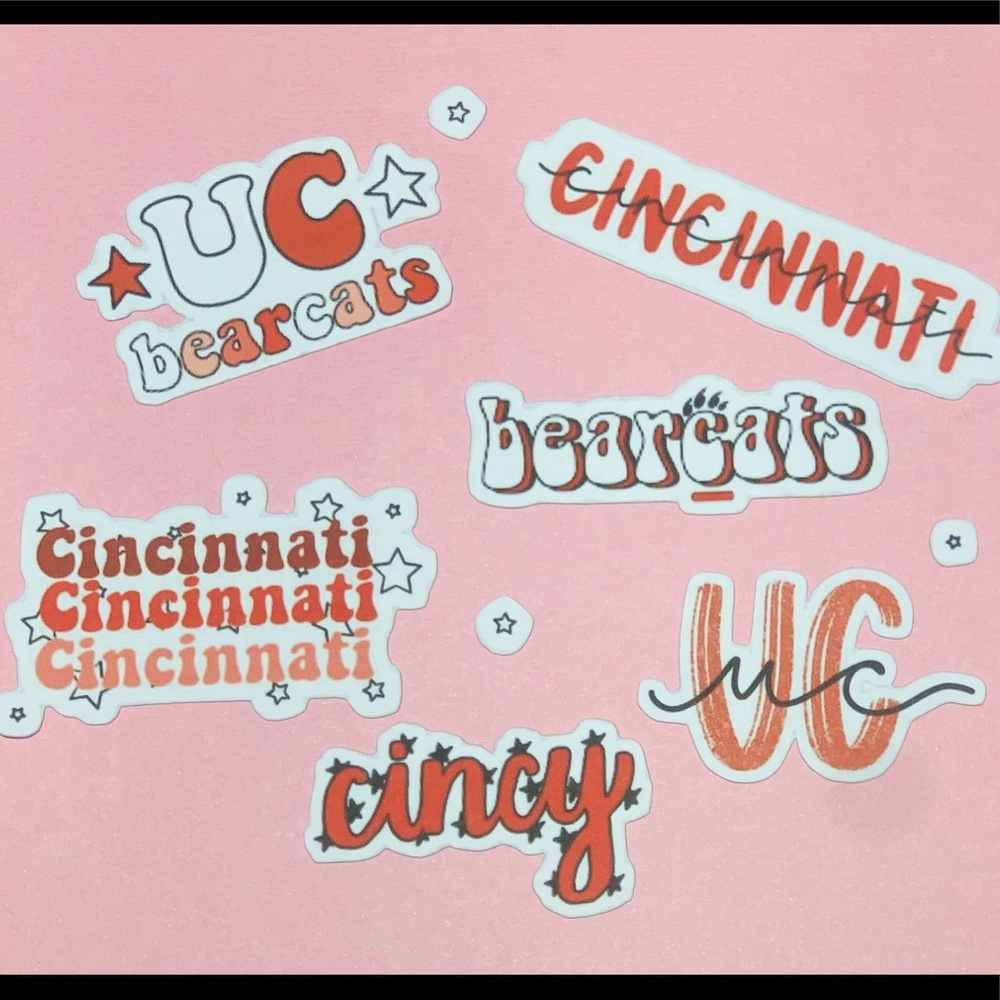 Sticker pack of 6! Cincinnati Bearcats themed.